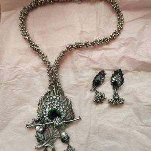 Vintage peacock necklace and earrings set